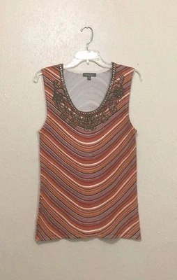 Regata feminina Kenar enfeitada com miçangas sem mangas colorida tamanho M - Imagem 1 de 4