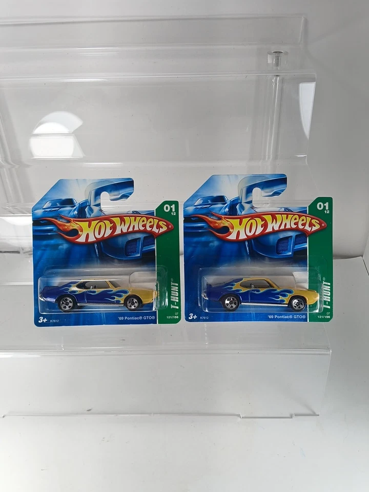 Лот из 2 Hot Wheels 2007 Treasure Hunt синий '69 Pontiac GTO #121 короткая карта  - Изображение 1 из 4