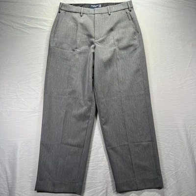 Calça masculina Abercrombie & Fitch folgada 34x32 cinza vestido perna larga - Imagem 1 de 4