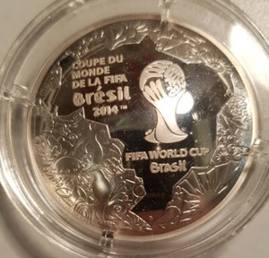 2014 France Silver 10 Euro FIFA World Cup Brazil Concave Proof - Picture 1 of 8