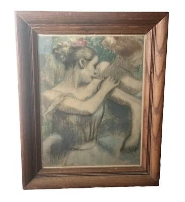EDGAR DEGAS Bailarines de Ballet con Marco de Madera NYGS EE. UU. Arte Serigrafía 22” De Colección Foto 1 de 3