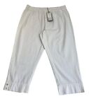 W. LANE | 3/4 White Button Crop Capri Pants Elastic Waist BNWT | Size 12