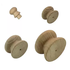 * Wooden OAK Drawer Knobs Handles CHOOSE SIZE, QTY Wood cupboard Cabinet Knob + - Picture 1 of 9