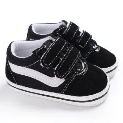 Baby Boys Girls Canvas Black Sneakers Toddler Non-Slip Soft Sole Newborn Infant - Image 1 of 4