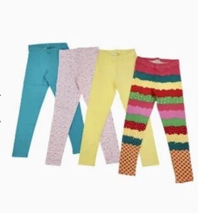 Girls Spotted Zebra Ice Cream Theme 4 Pack Leggings MED 8 NEW - Picture 1 of 3