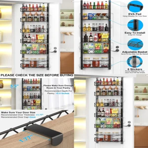 Over the Door Pantry Hanging Organizer 6 Tier Metal Home Kitchen Storage Rack - Picture 1 of 8