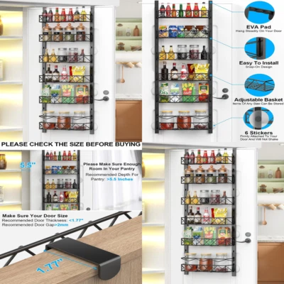 Over the Door Pantry Hanging Organizer 6 Tier Metal Home Kitchen Storage Rack - Image 1 of 4