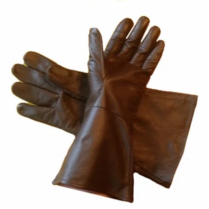Dark Brown Leather Gauntlet Gloves for Renaissance Faires, Cosplay, and Theater - Picture 1 of 5