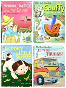 4 Little Golden Books Poky Little Puppy, Animal Daddies, Go Trucks, Scuffy 191b - Imagen 1 de 12
