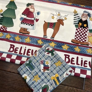 Hi Fashion Fabrics By Alma Lynne 1997 Christmas- 1 Yard Border, Check 17”x42 VTG - Picture 1 of 7