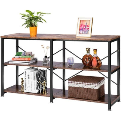 55'' 3-Tier Industrial Entryway Hallway Console Sofa Table Narrow Long w/ Shelfs - Image 1 of 4