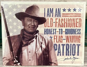 John Wayne Flag Waving PATRIOT TIN SIGN American US patriotic USA bar barn decor - Picture 1 of 4