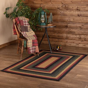 VHC Brands Accent Rug Wyatt Jute Rustic 48x72 Red Braided Striped Rect Floor Mat - Picture 1 of 6