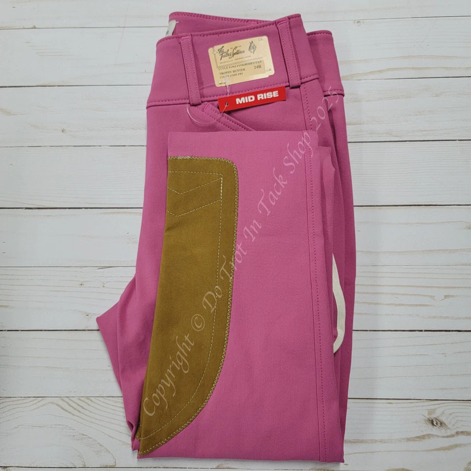 Cazador de trofeos vintage deportivo a medida para damas - cremallera frontal tiro medio - rosa Foto 1 de 1