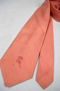 Neck Tie VTG Countess Mara 50s Solid Pink Peach Raw Silk Effect 53" x 3.75" - Picture 1 of 9
