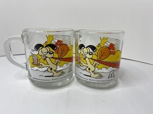 Vintage 1978 Jim Davis McDonald's Garfield Glass Coffee Mugs Cups Lot Of 2 - Picture 1 of 4