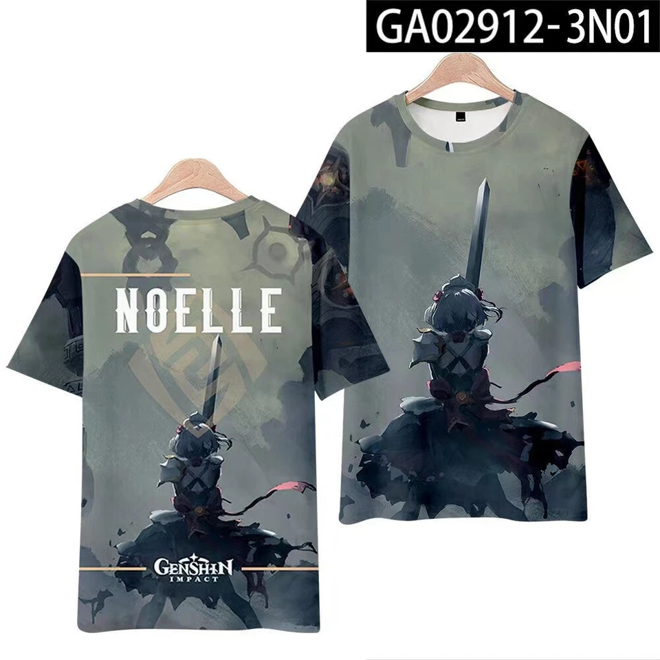 Camiseta Manga Corta Cosplay Anime Genshin Impact Noelle Otaku Harajuku Regalo Foto 1 de 4