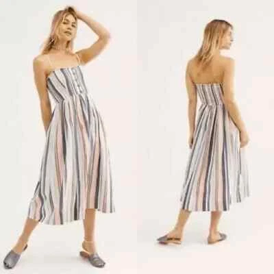 Vestido midi Free People para mujer a rayas lila plisado tubo multicolor talla S boho Foto 1 de 4