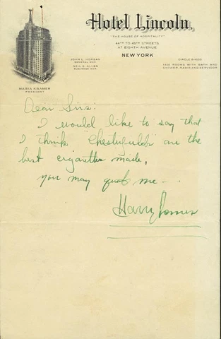 HARRY JAMES - AUTOGRAPH LETTER SIGNED Cover