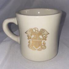 Vintage United States Navy Coffee Tea Mug Cup by Mil-Art China Co Gold & White