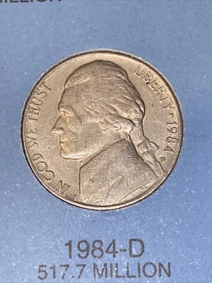 1984 D Jefferson Nickel • #C513 • Buy 10 Get 40% Off • mix&match - Image 1 of 2