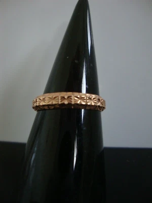 Anillo banda ornamentada tallada en oro rosa 585 firmado 14K Milor aprox. 1,5 gr 8 US Foto 1 de 4