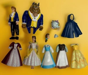 VTG Disney Beauty Beast Transforming Prince Adam Figure Set Doll 4" 5" Dress Lot - Picture 1 of 6