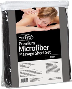 Juego de sábanas de masaje ForPro Professional Collection Premium microfibra 3 piezas negro - Imagen 1 de 5