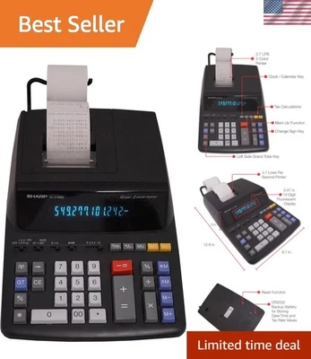 Fluorescent 12-Digit Desktop Calculator with Rapid Printing, Office Essential - Image 1 of 4