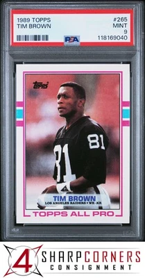 Topps #265 1989 Tim Brown radiocontrol Heisman Raiders Hof PSA 9 Foto 1 de 3