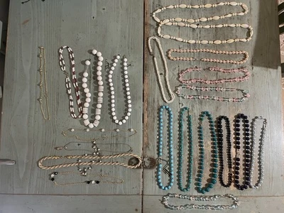 X 21 LOTTO COLLANE DONNA LUCITE PEARL Tiffany Colour SMERALDO GOLD WHITE BLUE - Immagine 1 di 4