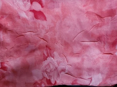 Pink Floral Chiffon Crinkle Fabric 2 yds 13"  x 44" Unbranded - Image 1 of 3