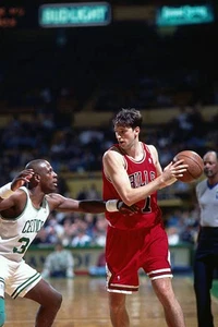 Toni Kukoc Chicago Bulls handles the ball v Xavier McDaniel Boston- Old Photo 1 - Picture 1 of 1