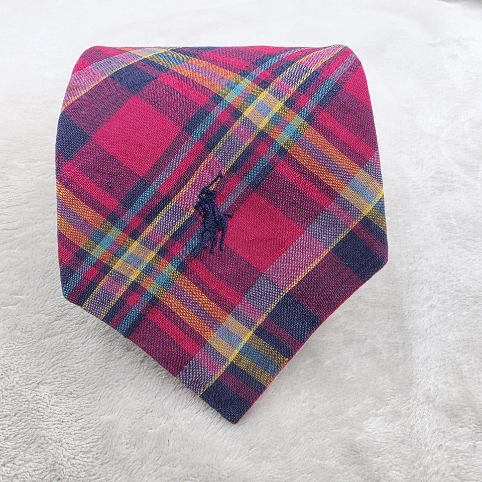 Corbata Polo Ralph Lauren Para Hombres Roja Escocesa Tartán Algodón Navidad Hecha en EE. UU. Foto 1 de 4