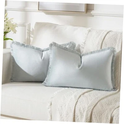  Capas de travesseiro decorativas de veludo 12x20 20 x 12 (pacote com 2) azul claro - Imagem 1 de 4