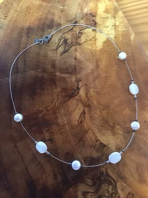 "Collar Silpada 15"" alambre de ley 925 flotante de perlas y cuarzo rosa" Foto 1 de 3