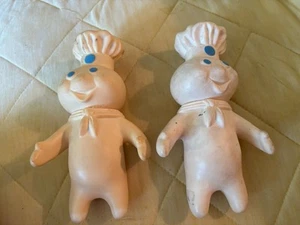 Pair 1971 Pillsbury Doughboy Doll Rubber Figurine 7" ORIGINAL No Res - Picture 1 of 16