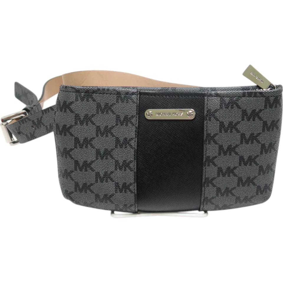 Michael Kors Black & Grey Signature MK Logo Bum Bag Waist Fanny Pack S/m