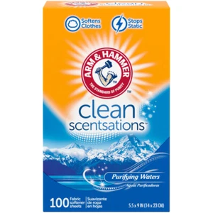 ARM & HAMMER Fabric Softener Sheets, 100 sheets, Purifying Waters - Picture 1 of 4