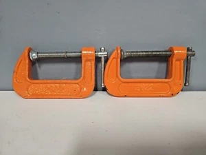Pony #2622 Set Of 2Adjustable C-Clamp Steel Orange 2-1/2" Opening x 1-3/8" Depth - Picture 1 of 8