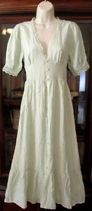 NWT By The River Muted Tea Green Crochet Lace Tiered Peasant Boho Maxi Dress M - Picture 1 of 10