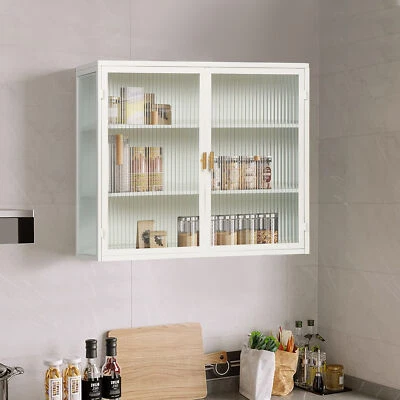 27.56"Glass Doors Modern Two-door Wall Cabinet with Featuring Three-tier Storage - Image 1 of 4