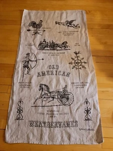 Vintage Kitchen Towel Linen The Stricklands design Old American Weathervanes - Picture 1 of 10