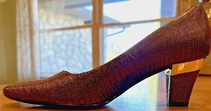 J Renee hochhackige Damenschuhe 6,5 Mary eckige Zehenpartie vegan Kroko-Imitat KOSTENLOSER VERSAND! - Bild 1 von 9