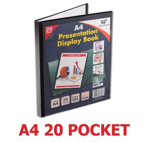 A4 Display Book 20 Pocket Portfolio Presentation Folder Flexi Cover Project Book - Picture 1 of 11