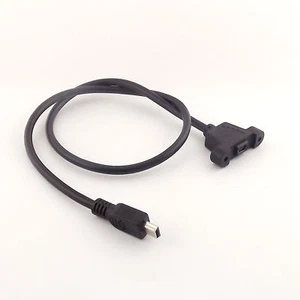 Mini USB 5 Pin Male to Female with Screw Hole Panel Mount Extention Cable 50cm - Photo 1 sur 5