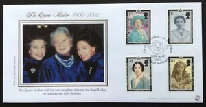 GB Bradbury 2002 The Queen Mother Set on First Day Cover, Windsor Berkshire SHS - Bild 1 von 2