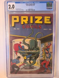 PRIZE COMICS # 43 PUBLICACIONES DE PREMIOS 1944 CGC 2.0 CUBIERTA CLÁSICA - Imagen 1 de 2