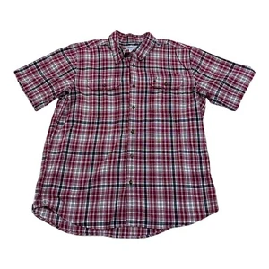 Carhartt Relaxed Fit Shirt Men Size XL Red Plaid Pockets Button Up Short Sleeve - Picture 1 of 6