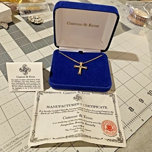 NIB JACKIE KENNEDY CAMROSE & KROSS NECKLACE CLEAR CRYSTAL CROSS PENDANT w/ COA - Picture 1 of 11